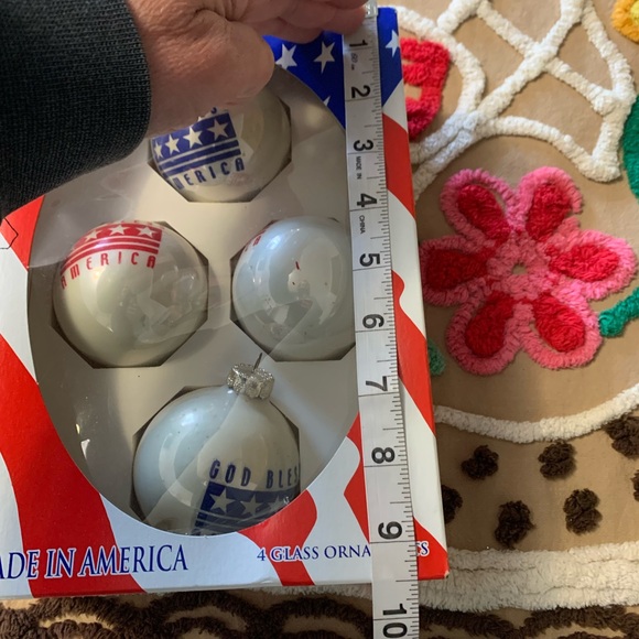 Vtg Rauch Patriotic “God Bless America” glass ornament set made in USA - Picture 5 of 7